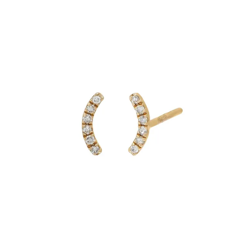 Petite Diamond Pave Half Circle Stud Earring 14K sold by Adina Eden's