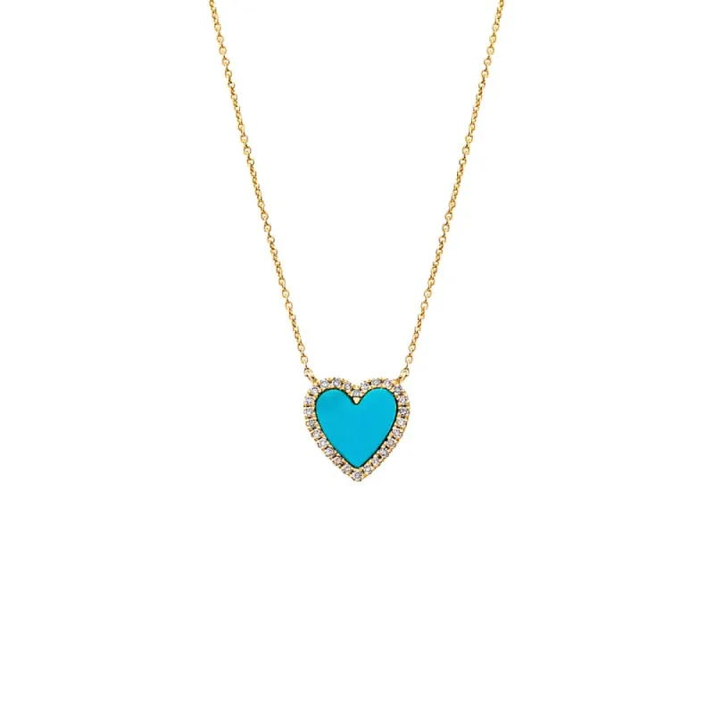 Pave Diamond Colored Stone Heart Necklace 14K sold by Adina Eden's