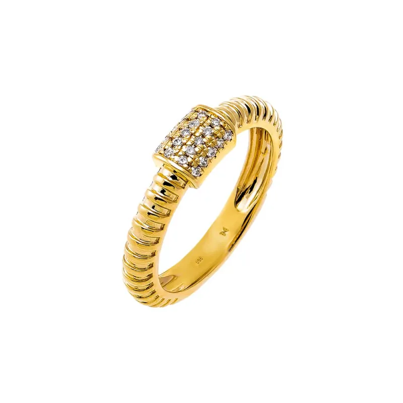 Diamond Pave Accented Ridged Band Ring 14K sold by Adina Eden's