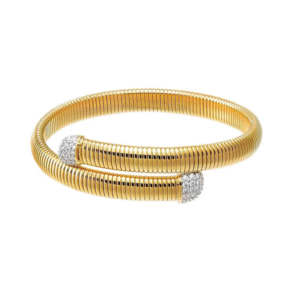 Pave Rounded Overlap Snake Bangle Bracelet sold by Adina Eden's