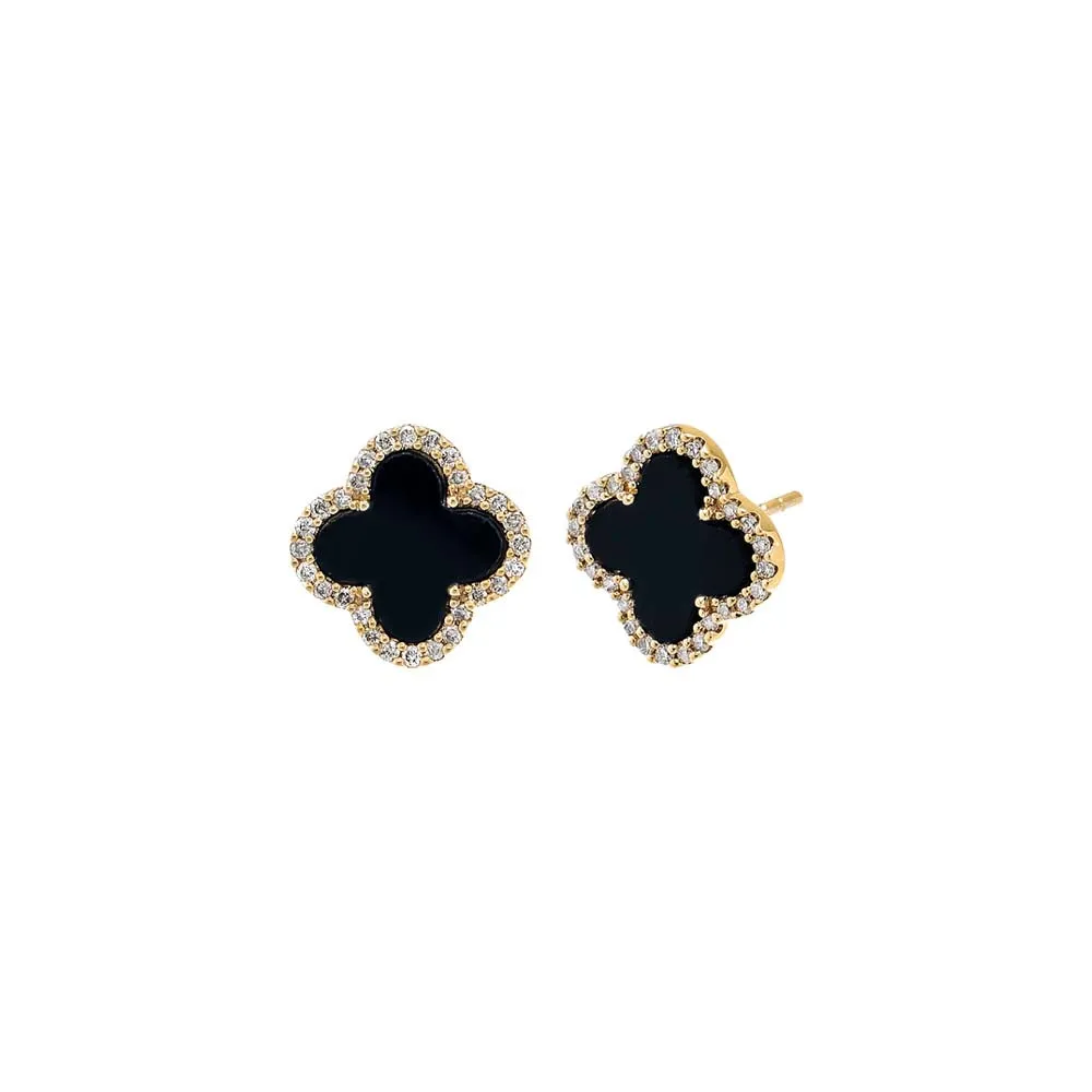 Diamond Pave Colored Stone Clover Earring 14K sold by Adina Eden's product image thumbnail 3