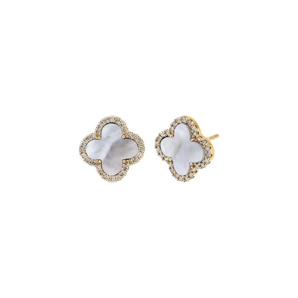 Diamond Pave Colored Stone Clover Earring 14K sold by Adina Eden's