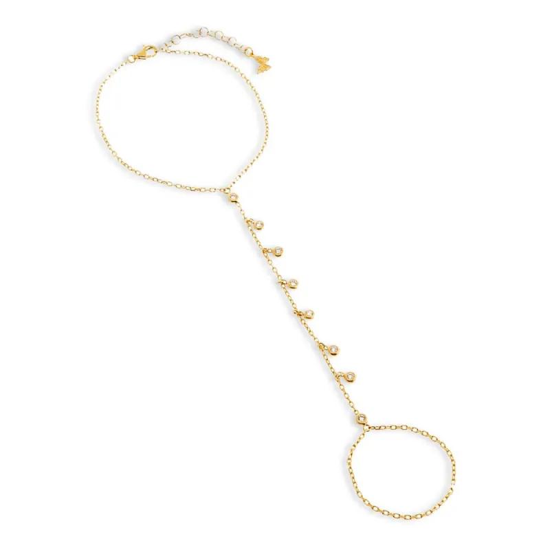 CZ Bezel Shaker Hand Chain sold by Adina Eden's