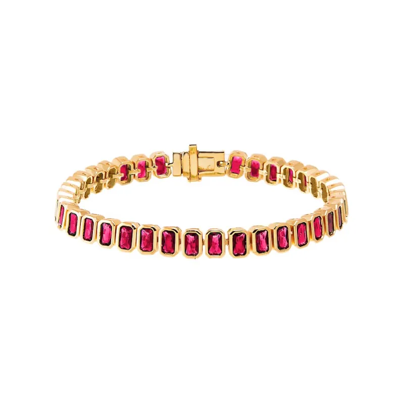 Colored Bezel Baguette Tennis Bracelet sold by Adina Eden's