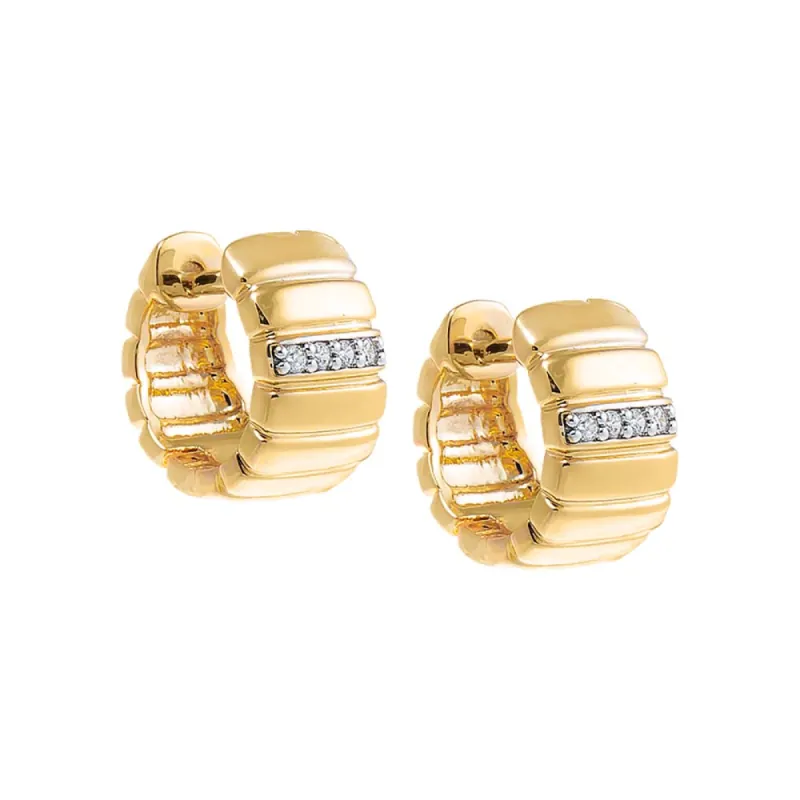 Pave Accented Ridged Box Hoop Earring sold by Adina Eden's