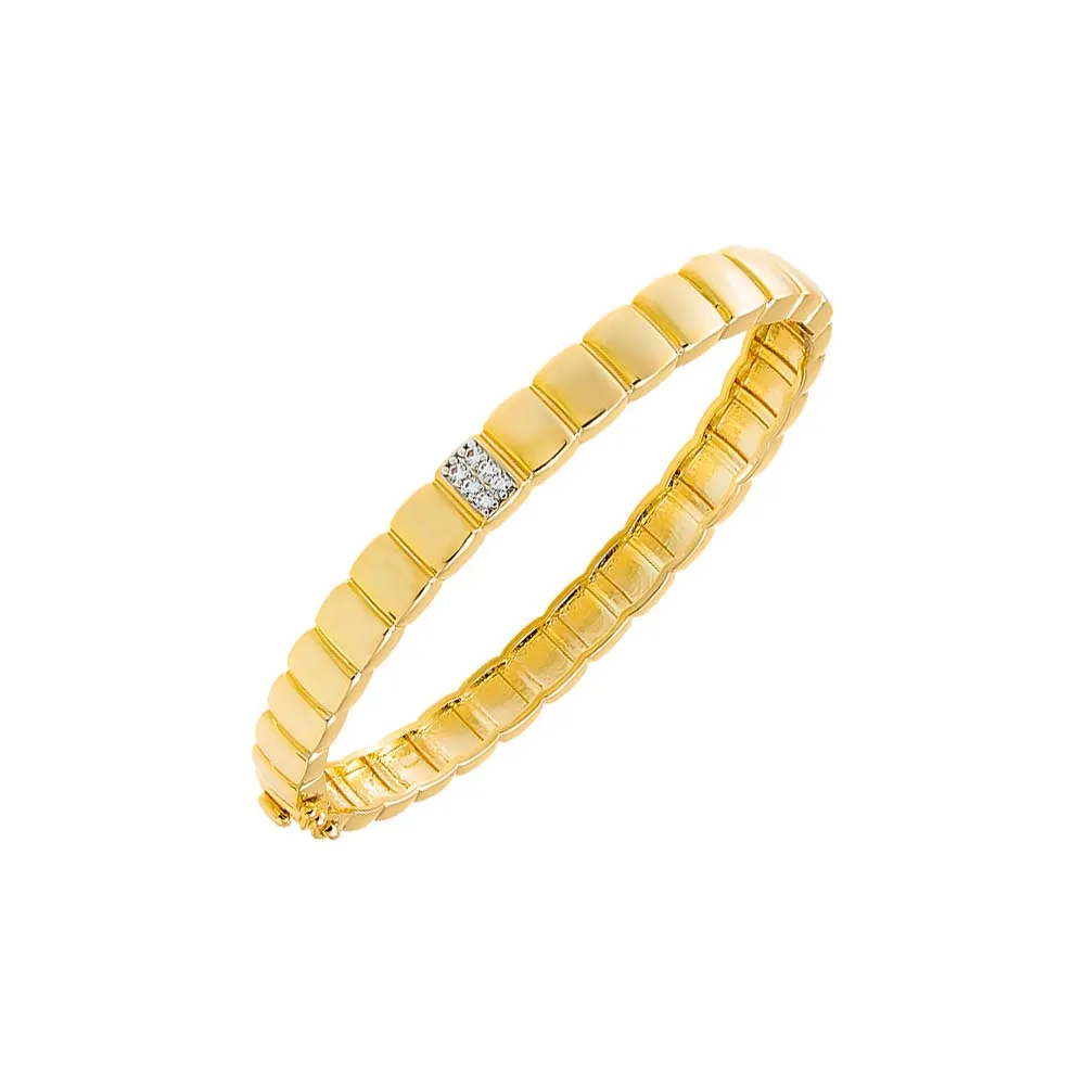 Pave Accented Ridged Box Bangle Bracelet sold by Adina Eden's product image thumbnail 2