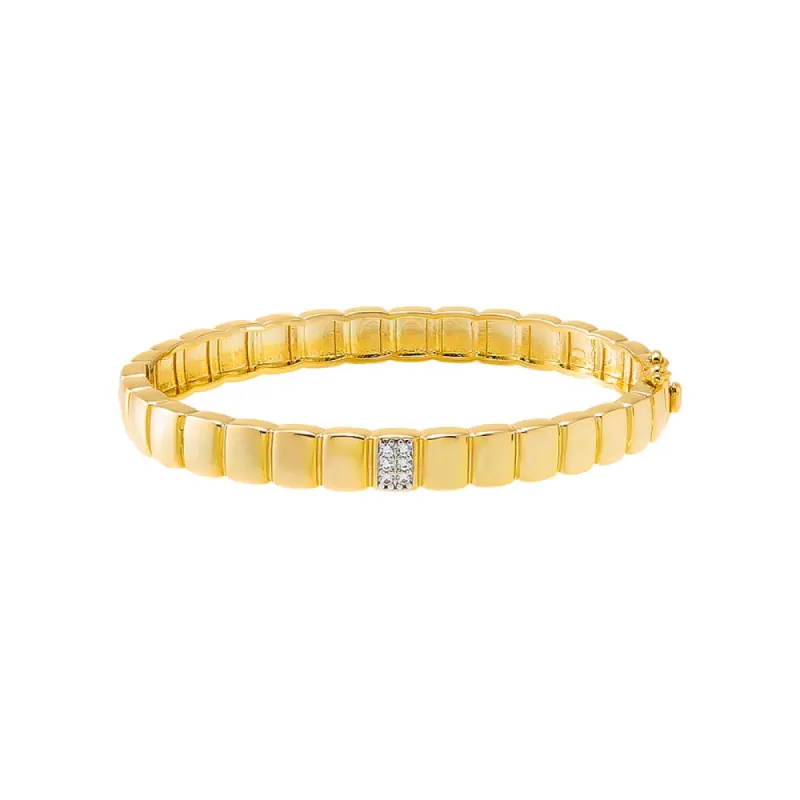 Pave Accented Ridged Box Bangle Bracelet sold by Adina Eden's