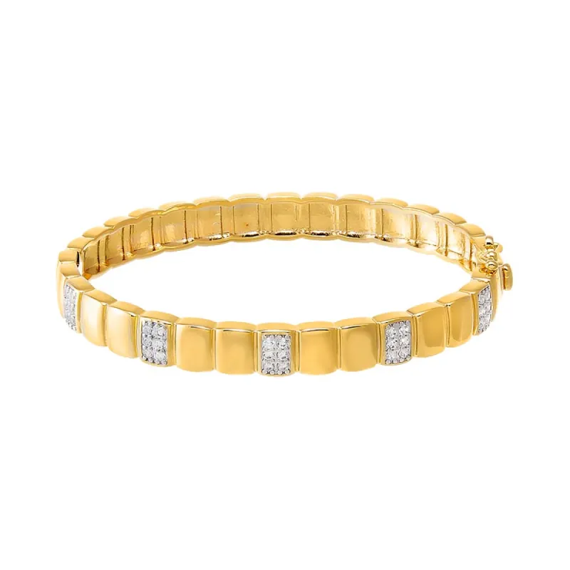Solid/Pave Ridged Box Bangle Bracelet sold by Adina Eden's