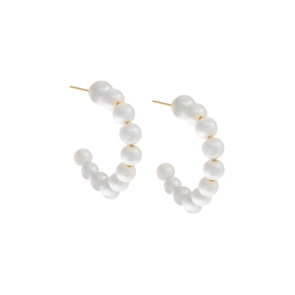 Graduated Pearl Hoop Earring 14K sold by Adina Eden's