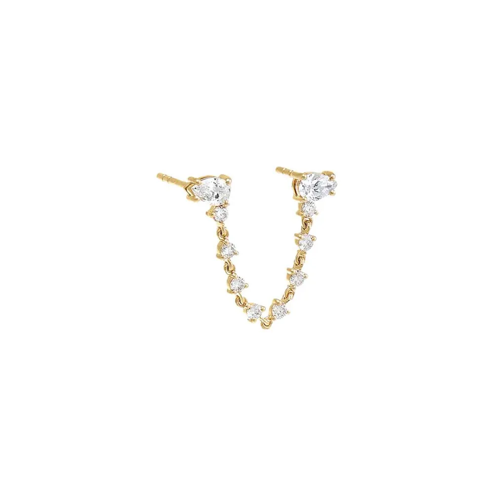 Diamond Tennis Double Stud Earring 14K sold by Adina Eden's