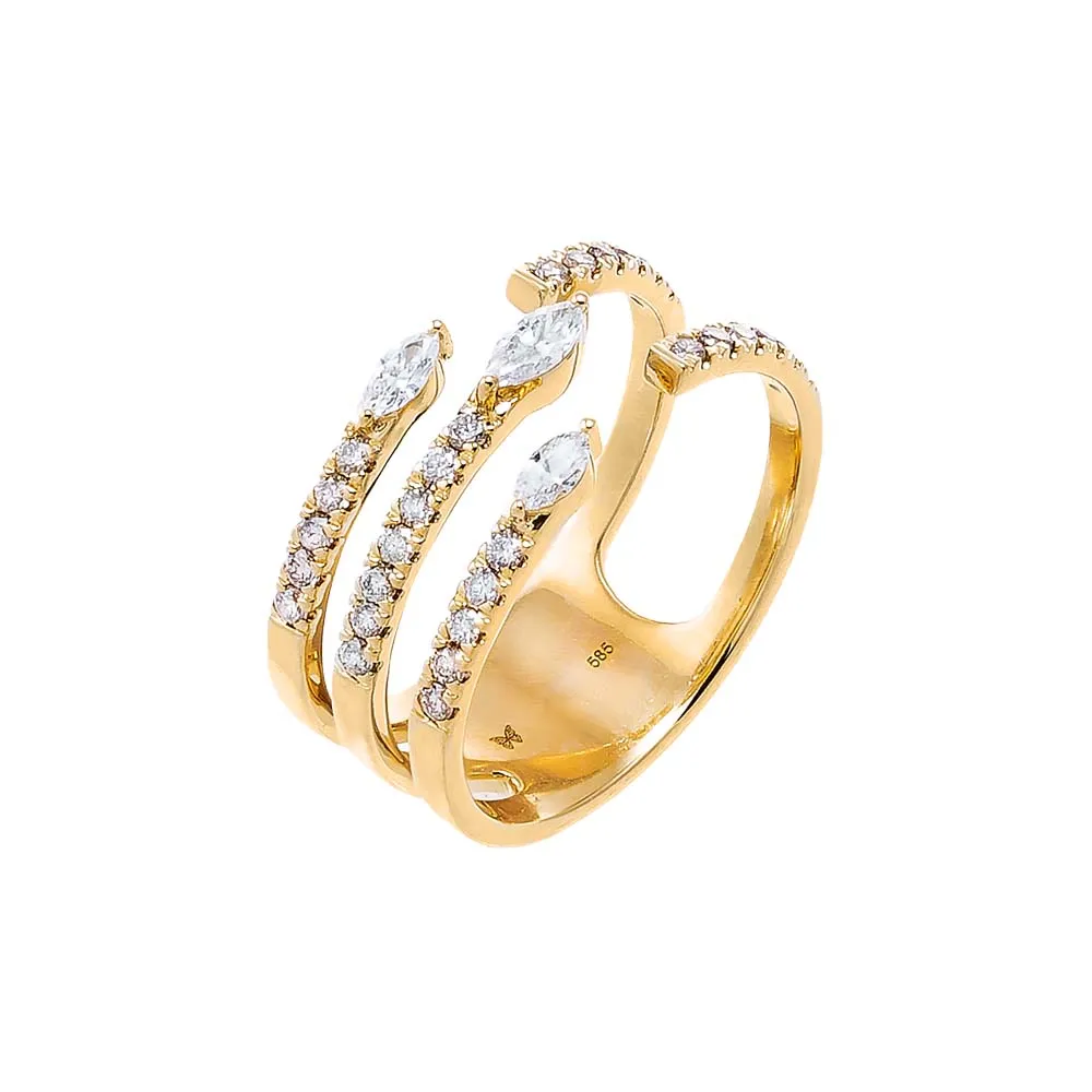 Diamond Three In One Statement Ring 14K sold by Adina Eden's
