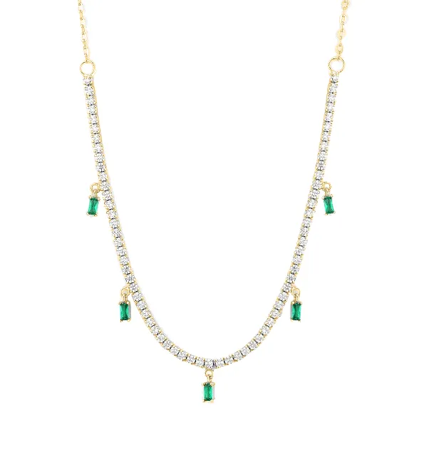 Colored Dangling Baguette Half Tennis Necklace sold by Adina Eden's product image thumbnail 3