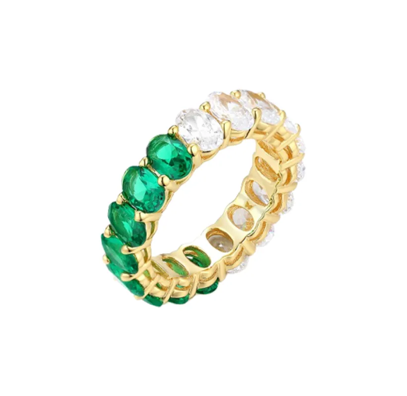 Colored Oval CZ Half Half Eternity Band sold by Adina Eden's
