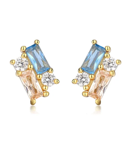 Colored CZ X Baguette Cluster Stud Earring sold by Adina Eden's product image thumbnail 2