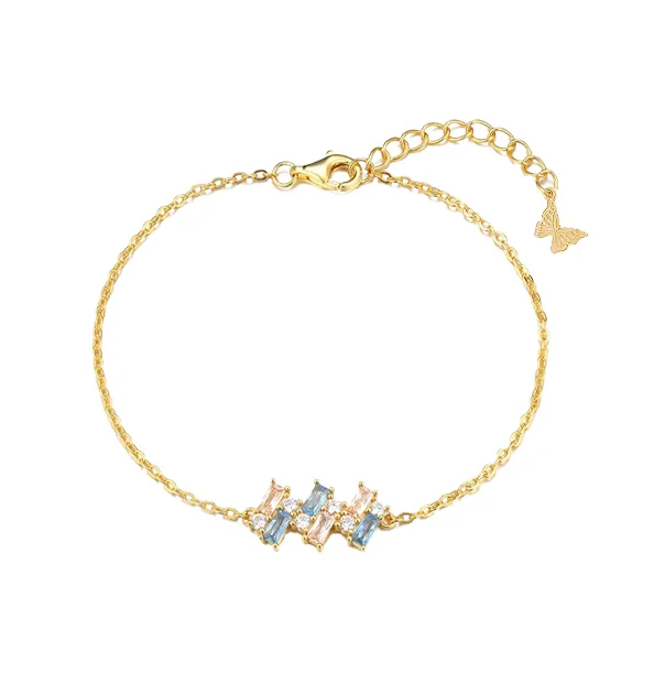 Colored CZ X Baguette Scattered Charm Bracelet sold by Adina Eden's product image thumbnail 2