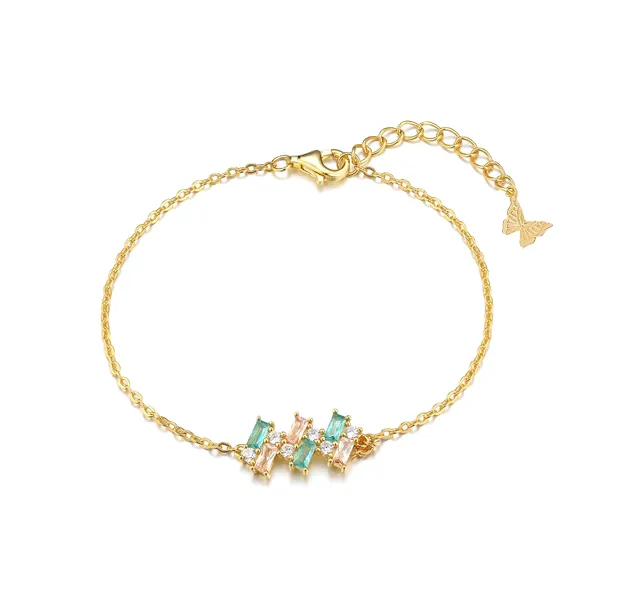 Colored CZ X Baguette Scattered Charm Bracelet sold by Adina Eden's