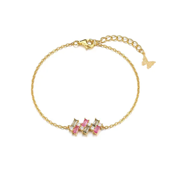 Colored CZ X Baguette Scattered Charm Bracelet sold by Adina Eden's product image thumbnail 3
