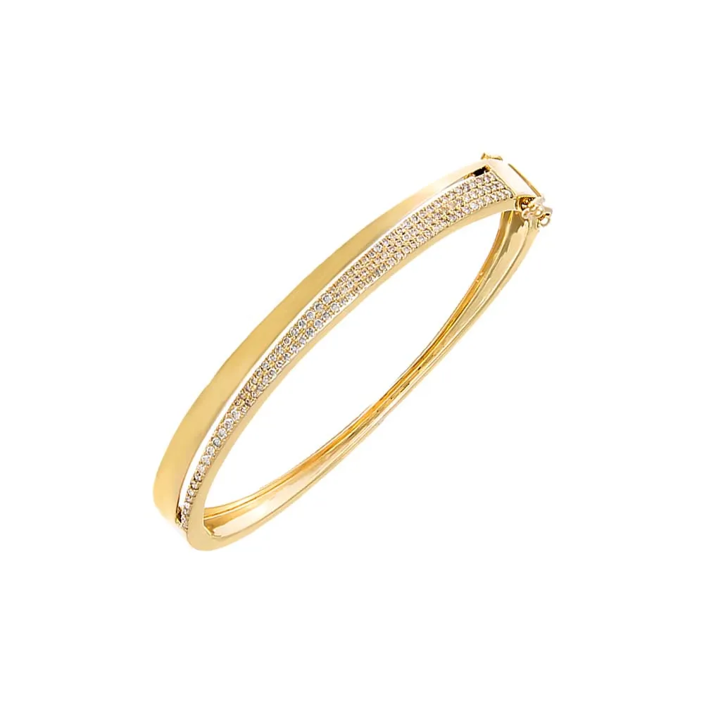 Solid/Pave Diamond Double Graduated Row Bangle 14K sold by Adina Eden's