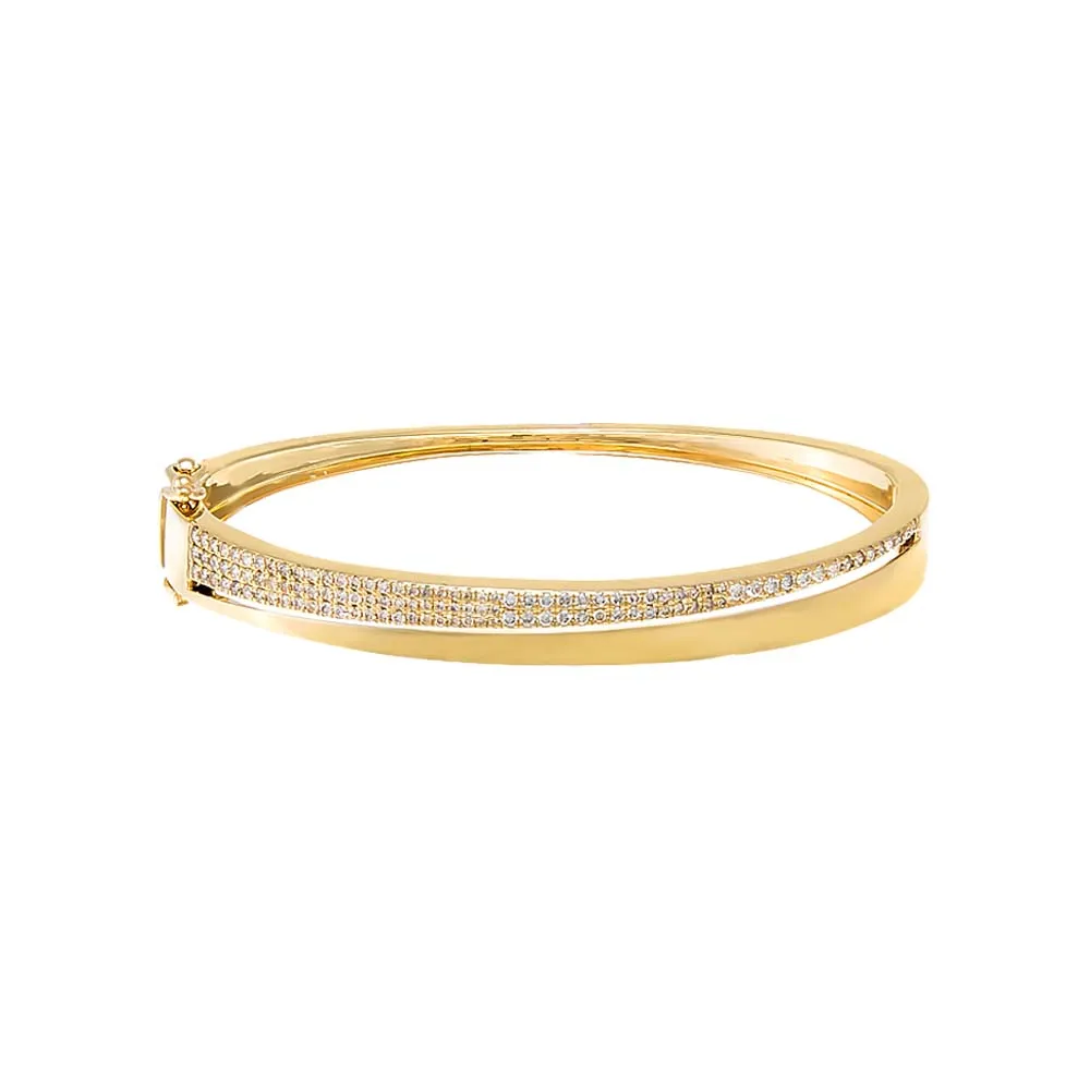 Solid/Pave Diamond Double Graduated Row Bangle 14K sold by Adina Eden's product image thumbnail 2