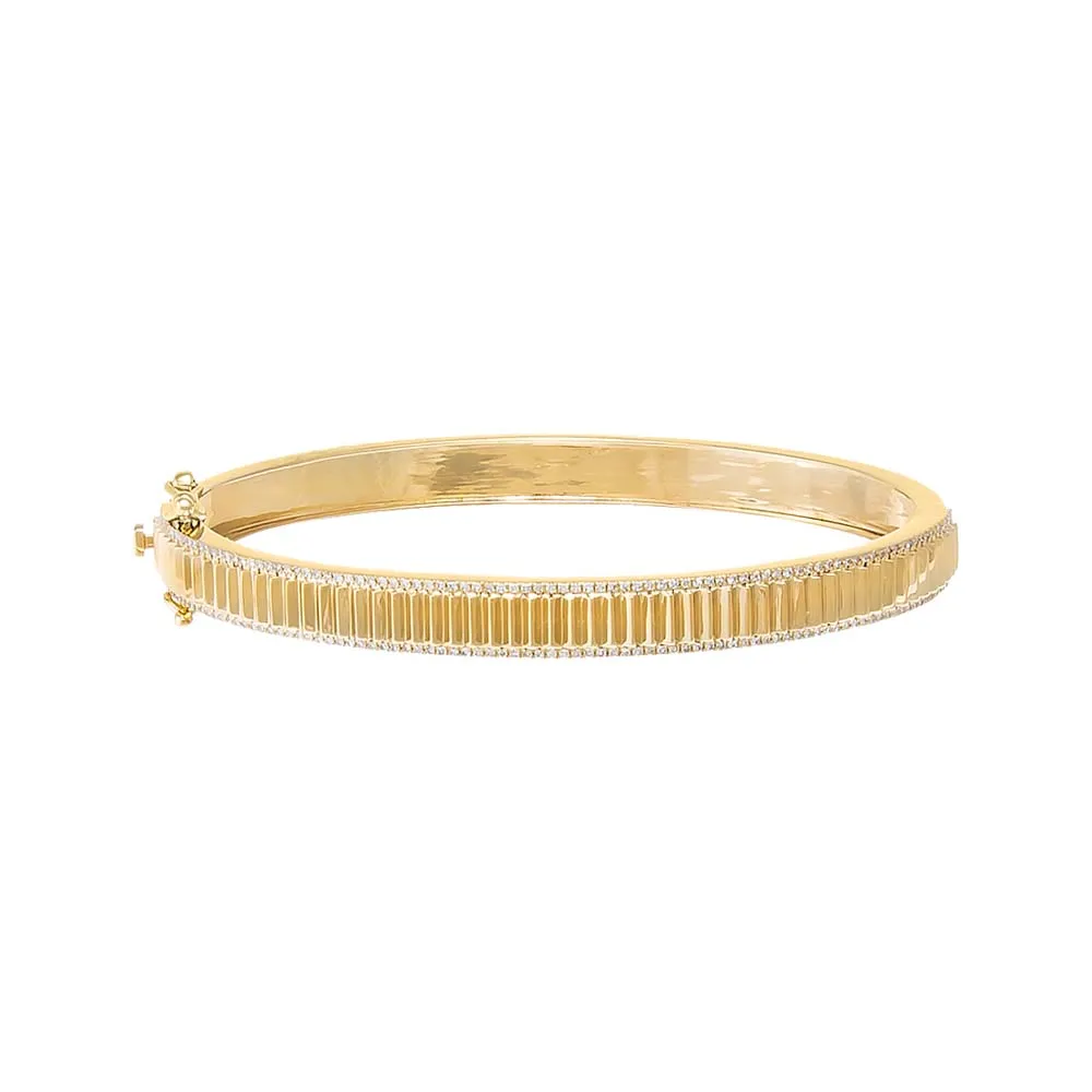 Diamond Pave Outlined Ridged Bangle 14K sold by Adina Eden's product image thumbnail 2