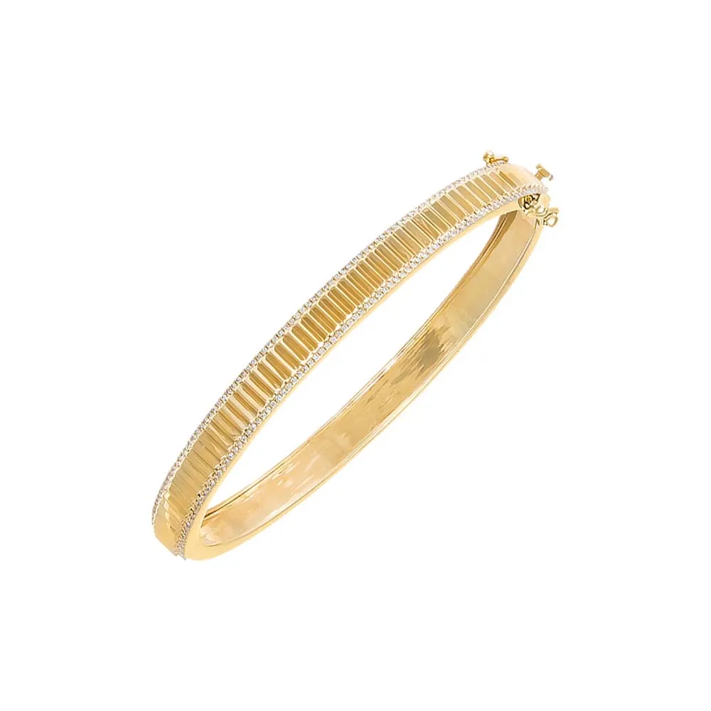 Diamond Pave Outlined Ridged Bangle 14K sold by Adina Eden's