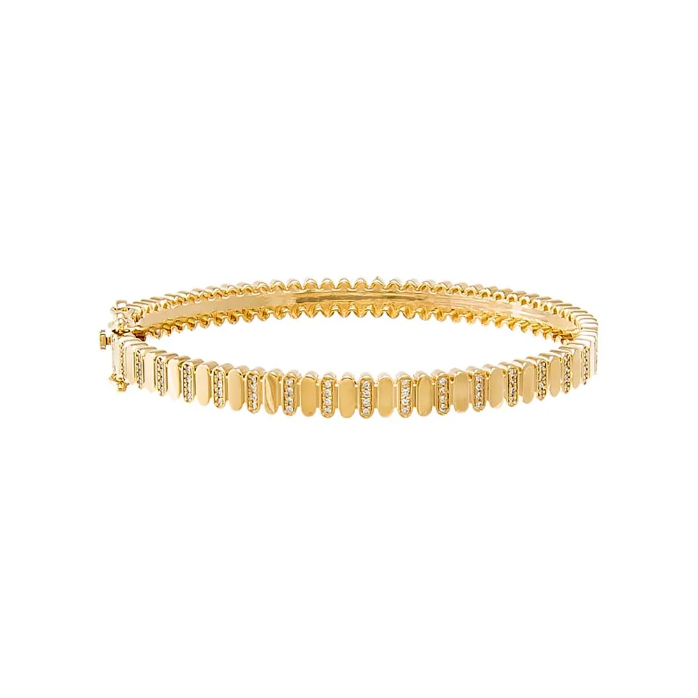 Diamond Pave Accented Ridged Bangle 14K sold by Adina Eden's product image thumbnail 2