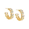 Colored Bezel Baguette Open Hoop Earring sold by Adina Eden's