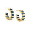 Colored Bezel Baguette Open Hoop Earring sold by Adina Eden's