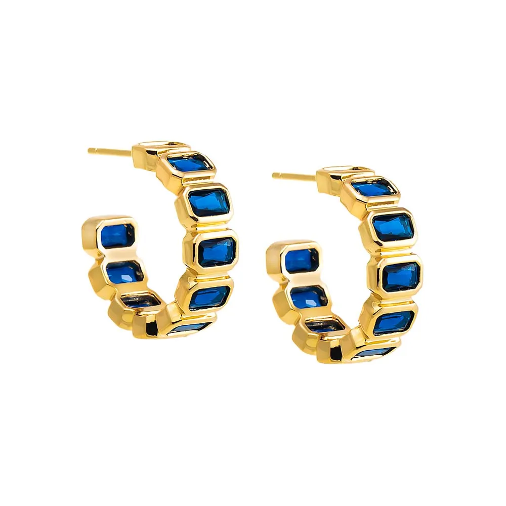 Colored Bezel Baguette Open Hoop Earring sold by Adina Eden's product image thumbnail 2