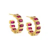 Colored Bezel Baguette Open Hoop Earring sold by Adina Eden's