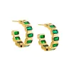 Colored Bezel Baguette Open Hoop Earring sold by Adina Eden's