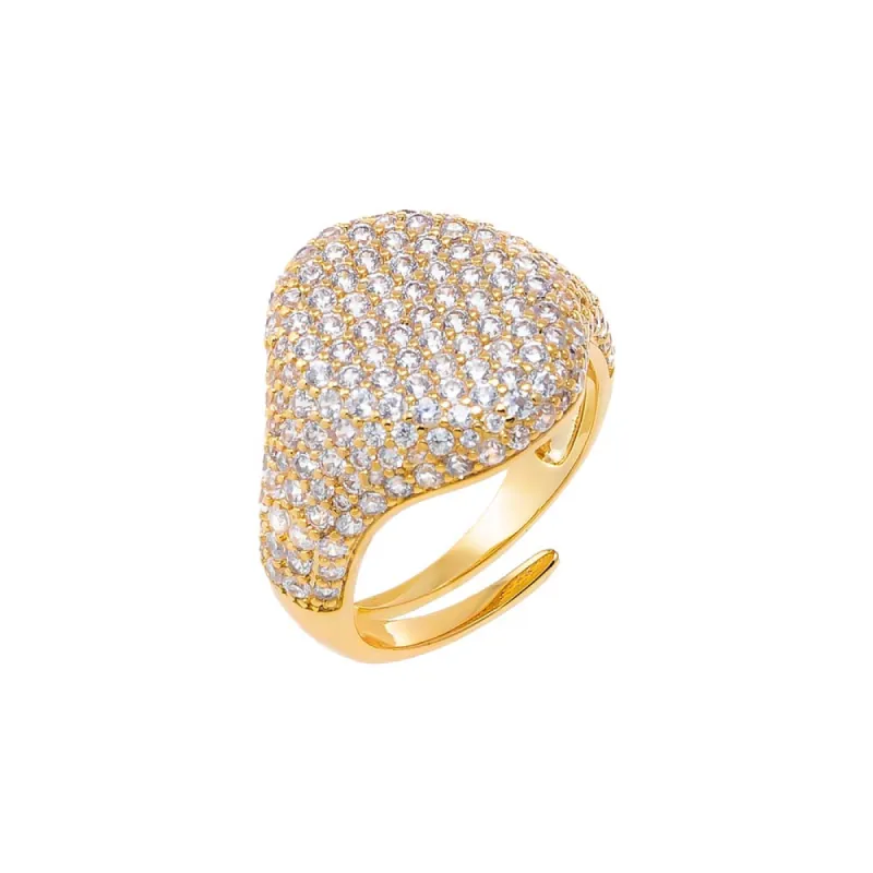 Pave Statement Pinky Signet Adjustable Ring sold by Adina Eden's