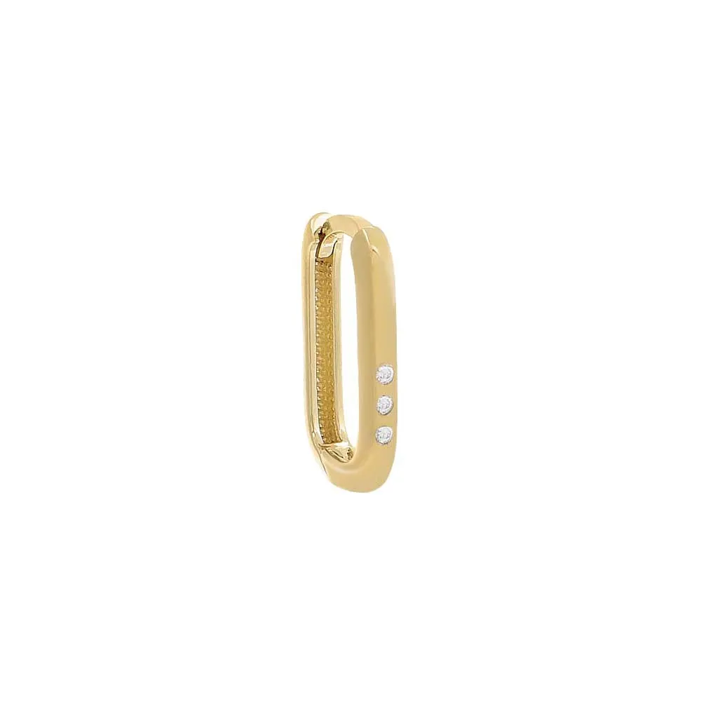 Triple Diamond Oval Huggie Earring 14K sold by Adina Eden's product image thumbnail 3