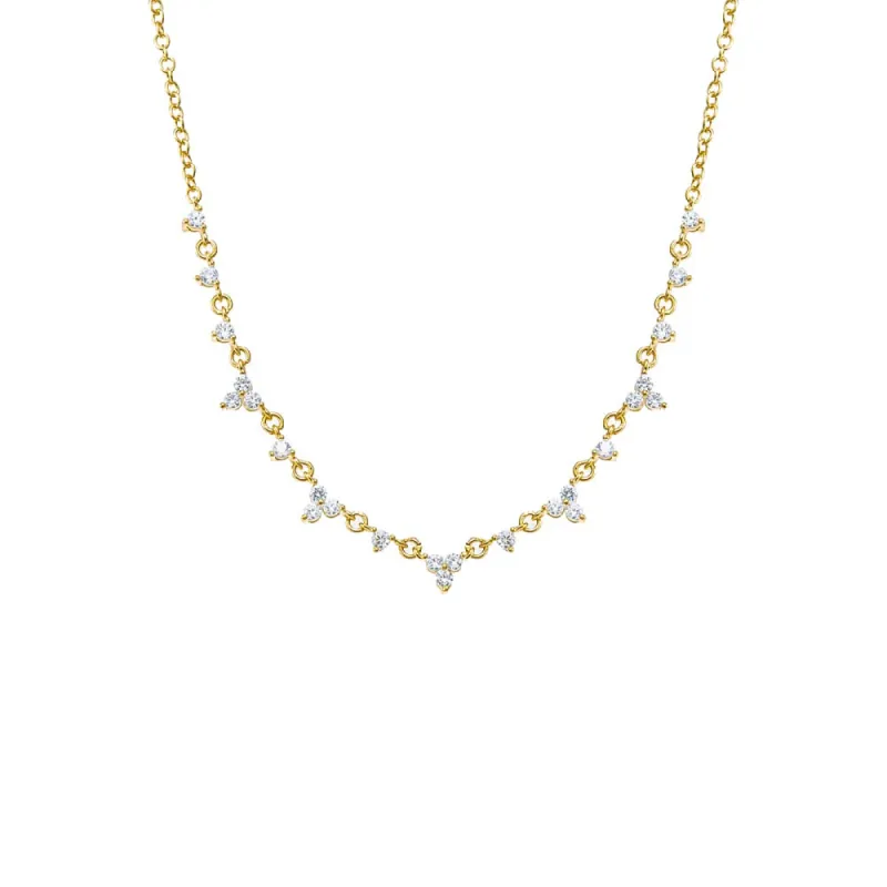 CZ Multi Trio Cluster Necklace sold by Adina Eden's