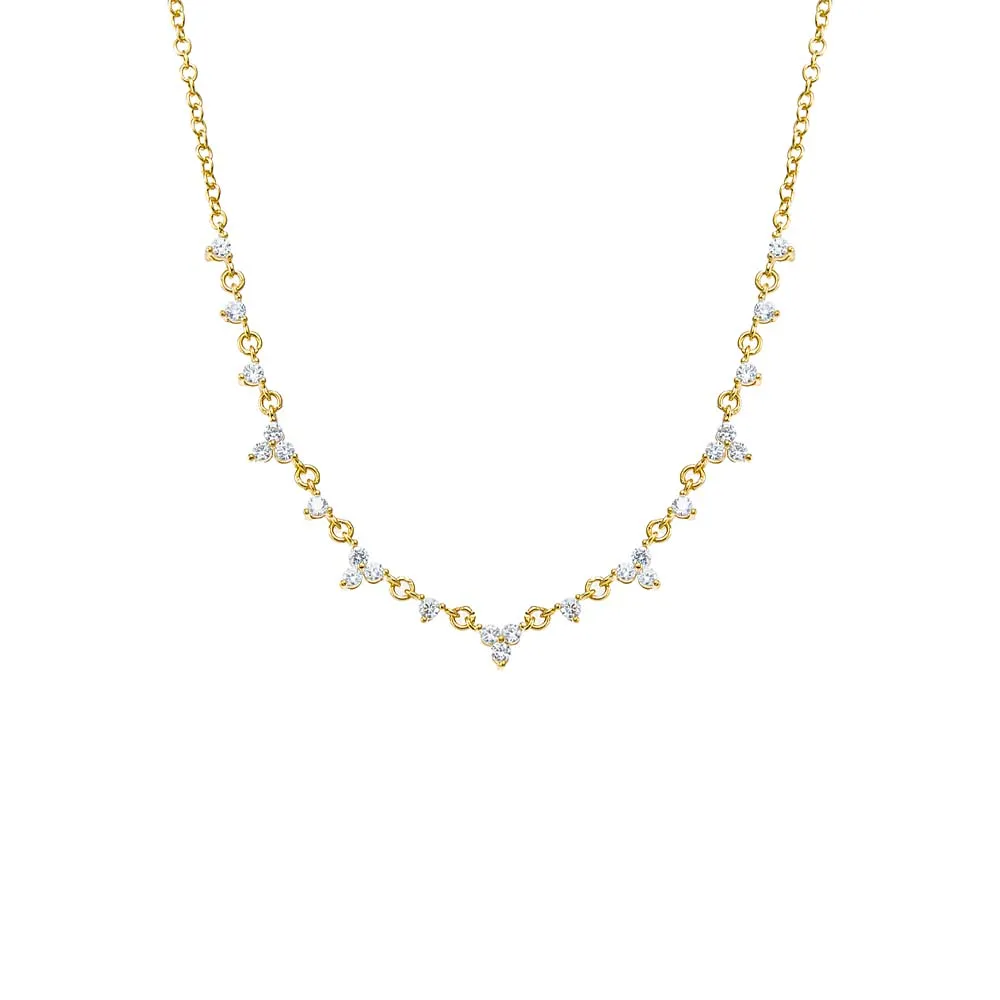 CZ Multi Trio Cluster Necklace sold by Adina Eden's