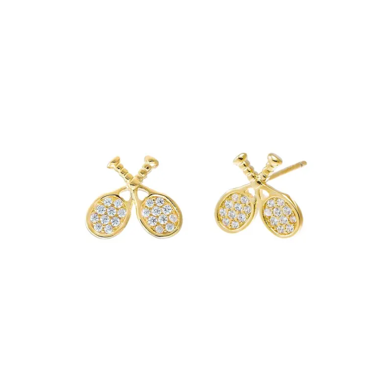 Pave Double Tennis Racket Stud Earring sold by Adina Eden's