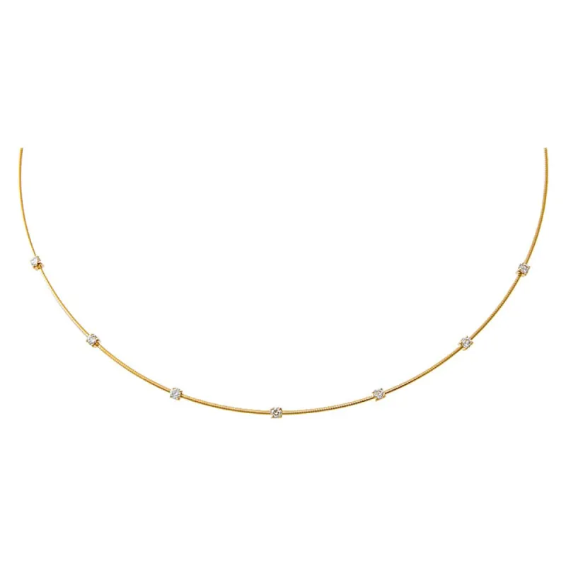 Diamond Scattered Stones Wire Necklace 14K sold by Adina Eden's