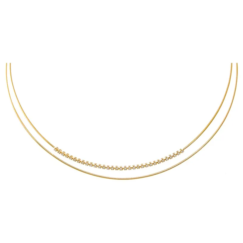 Diamond Bezel Accented Double Wire Necklace 14K sold by Adina Eden's