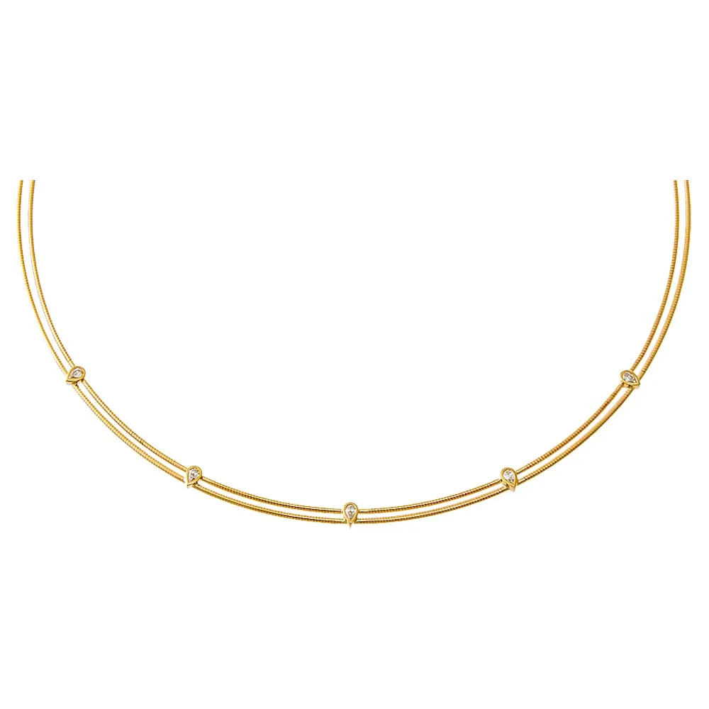 Diamond Multi Teardrop Bezel Wire Necklace 14K sold by Adina Eden's