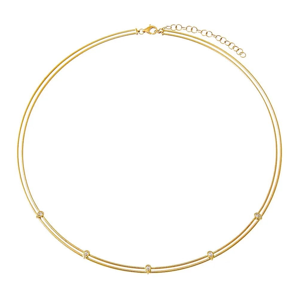 Diamond Multi Teardrop Bezel Wire Necklace 14K sold by Adina Eden's product image thumbnail 2