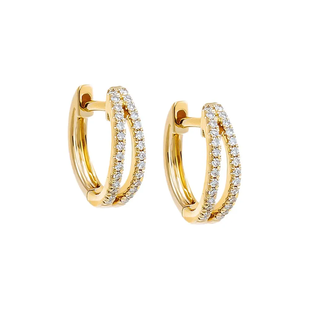 Diamond Pave Double Open Row Huggie Earring 14K sold by Adina Eden's