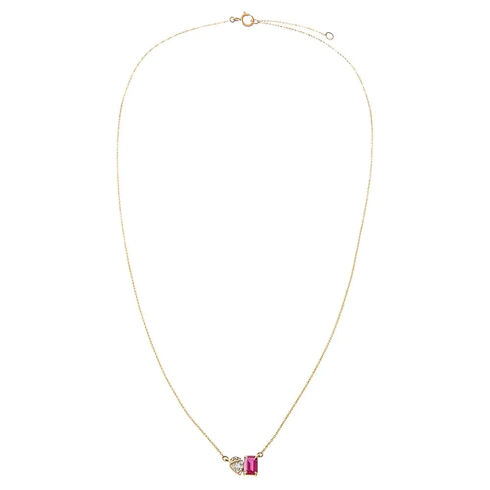 Diamond X Ruby Toi E Moi Necklace 14K sold by Adina Eden's product image thumbnail 2