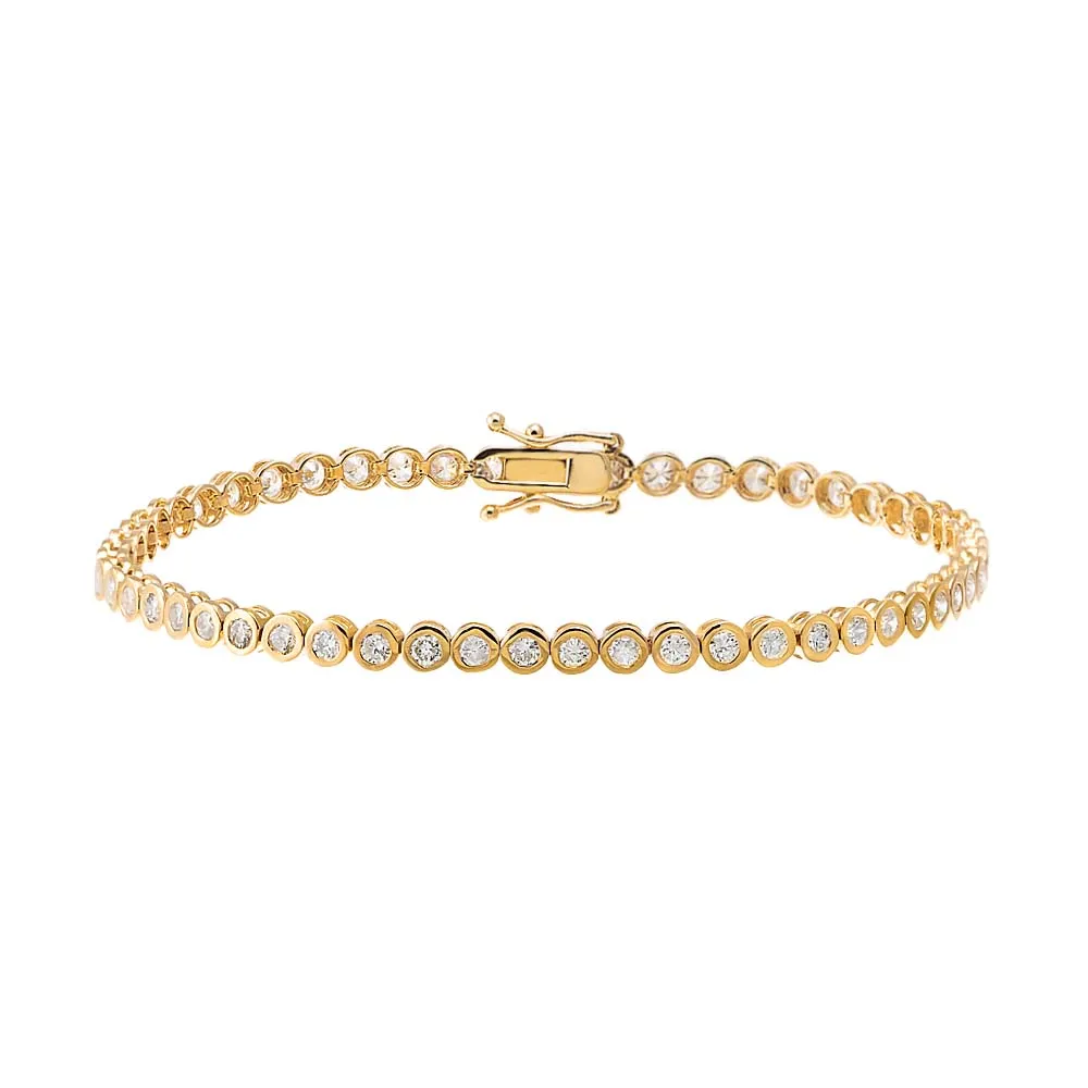 Diamond 3 Carat Bezel Tennis Bracelet 14K sold by Adina Eden's