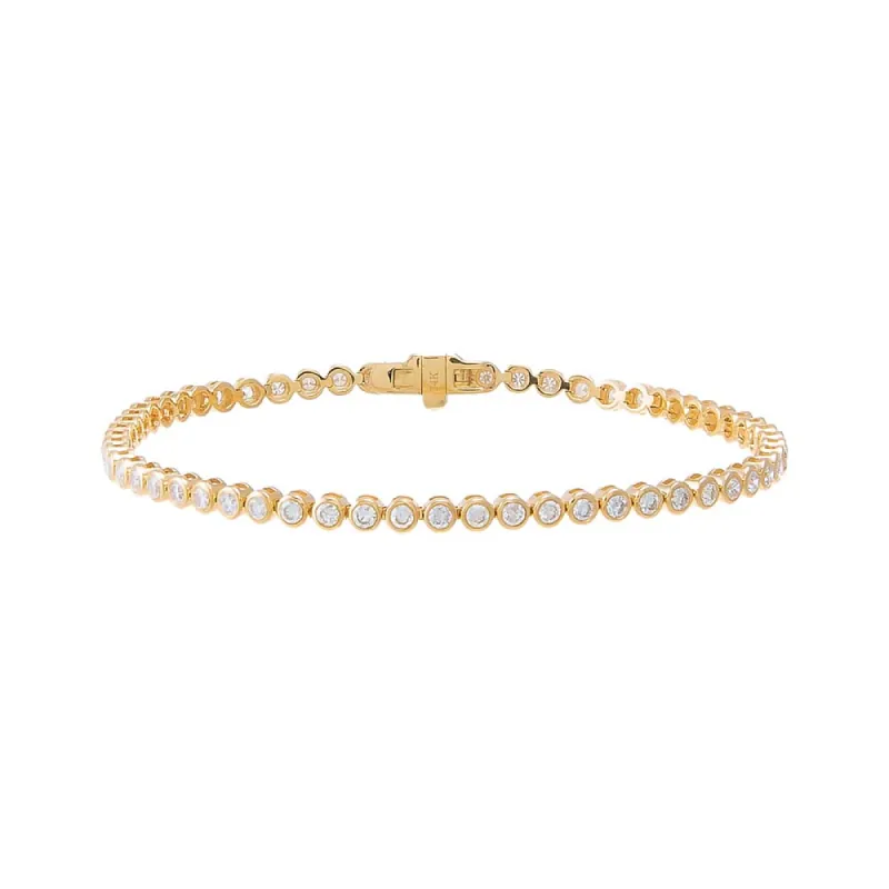 Diamond 2 Carat Bezel Tennis Bracelet 14K sold by Adina Eden's