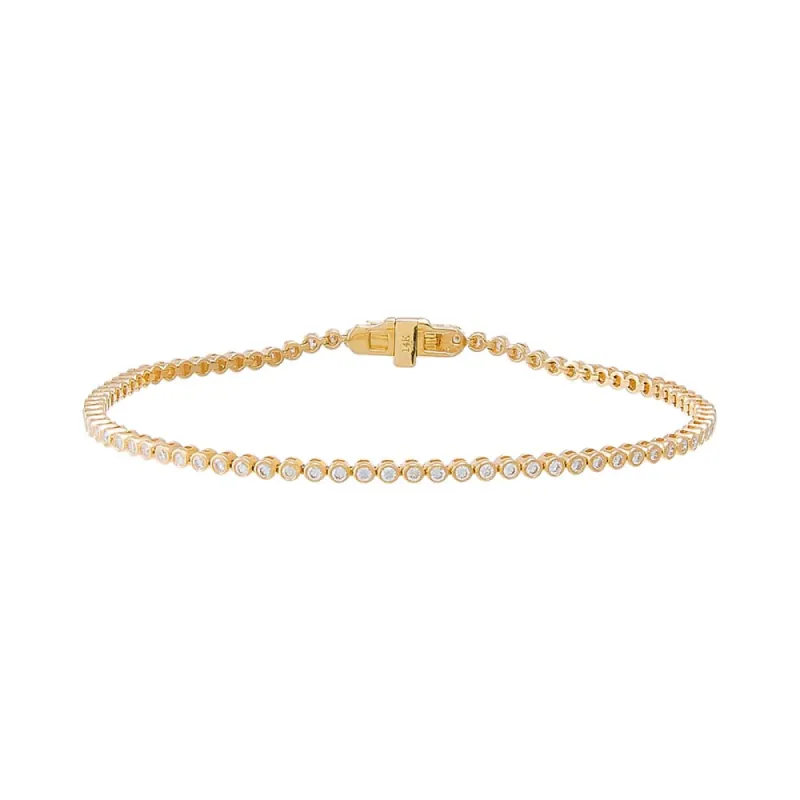 Diamond 1 Carat Bezel Tennis Bracelet 14K sold by Adina Eden's