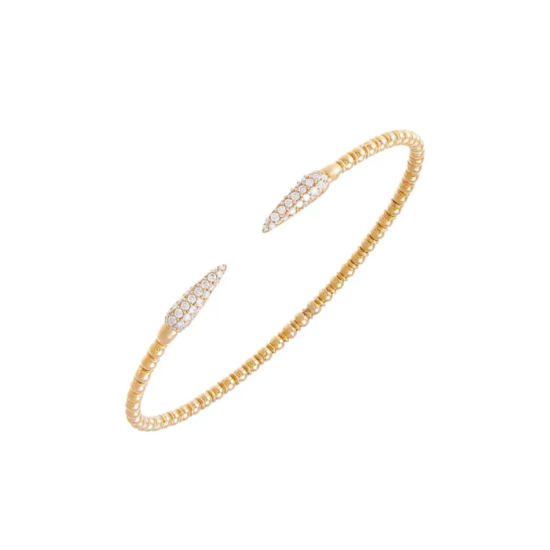 Diamond Pave Claw Beaded Flexible Bangle 14K sold by Adina Eden's