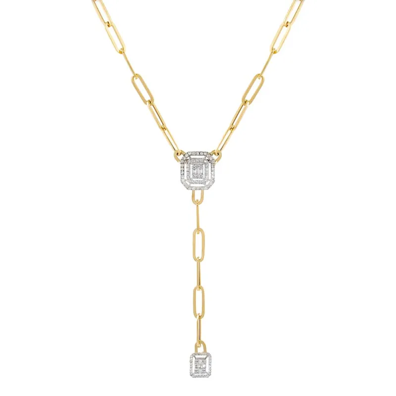 Radiant Diamond Paperclip Lariat Necklace 14K sold by Adina Eden's