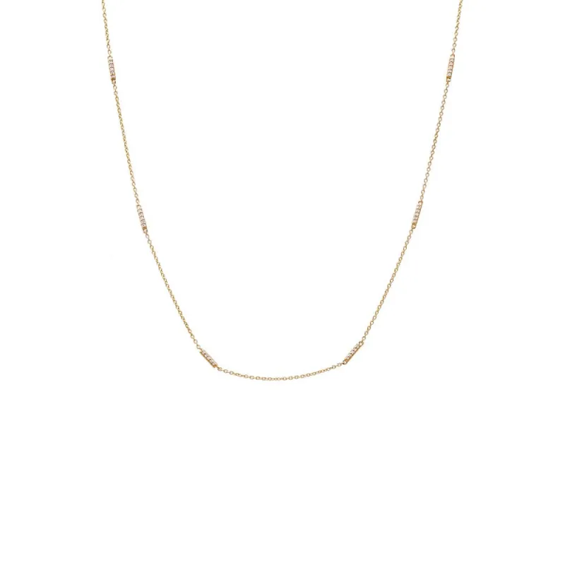 Diamond Pave Multi Bar Necklace 14K sold by Adina Eden's