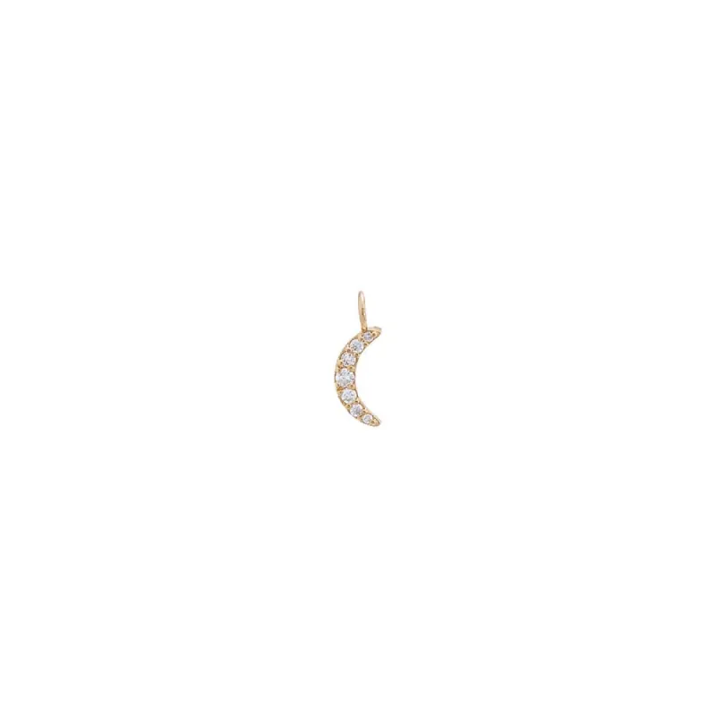 Tiny Diamond Pave Moon Charm 14K sold by Adina Eden's