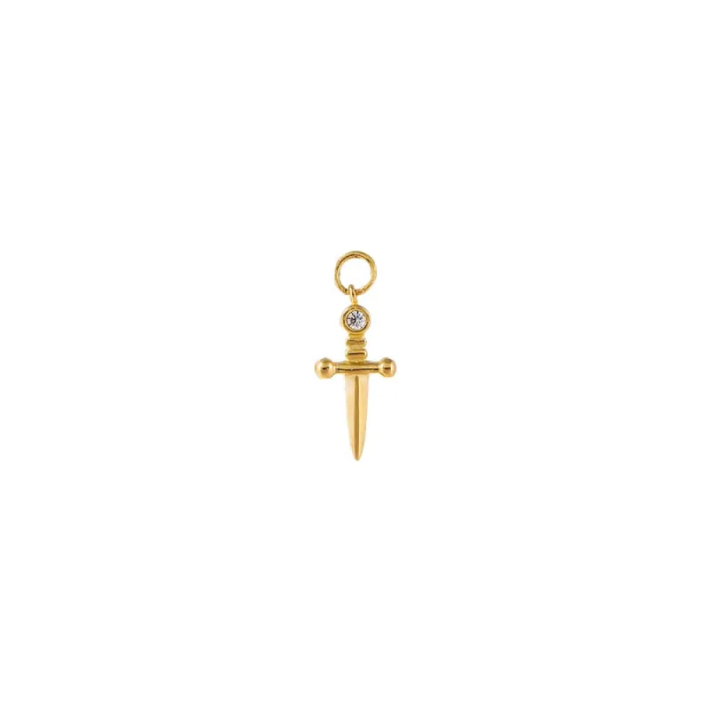 Mini CZ Dagger Charm 14K sold by Adina Eden's